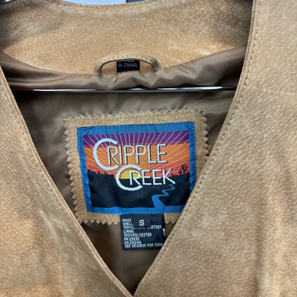 Cripple Creek Brown Suede Leather Fringe Jacket With Snap Buttons Womens Small - Picture 5 of 11